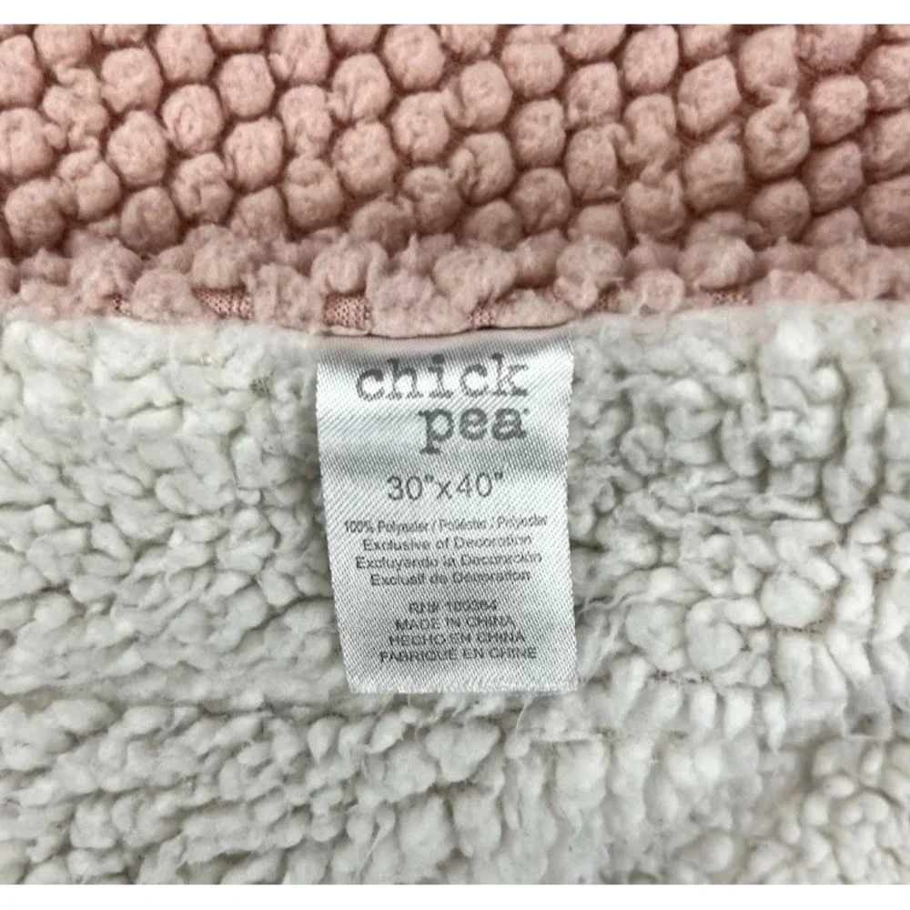 Chick Pea Pink Bumpy Textured Baby Blanket Beige Sherpa 30x40 Soft Girl EUC